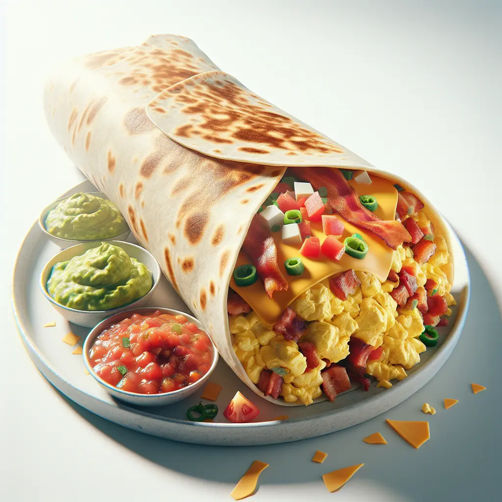 Savor the Morning with a Hearty Breakfast Burrito: A Delectable Fusion of Flavors