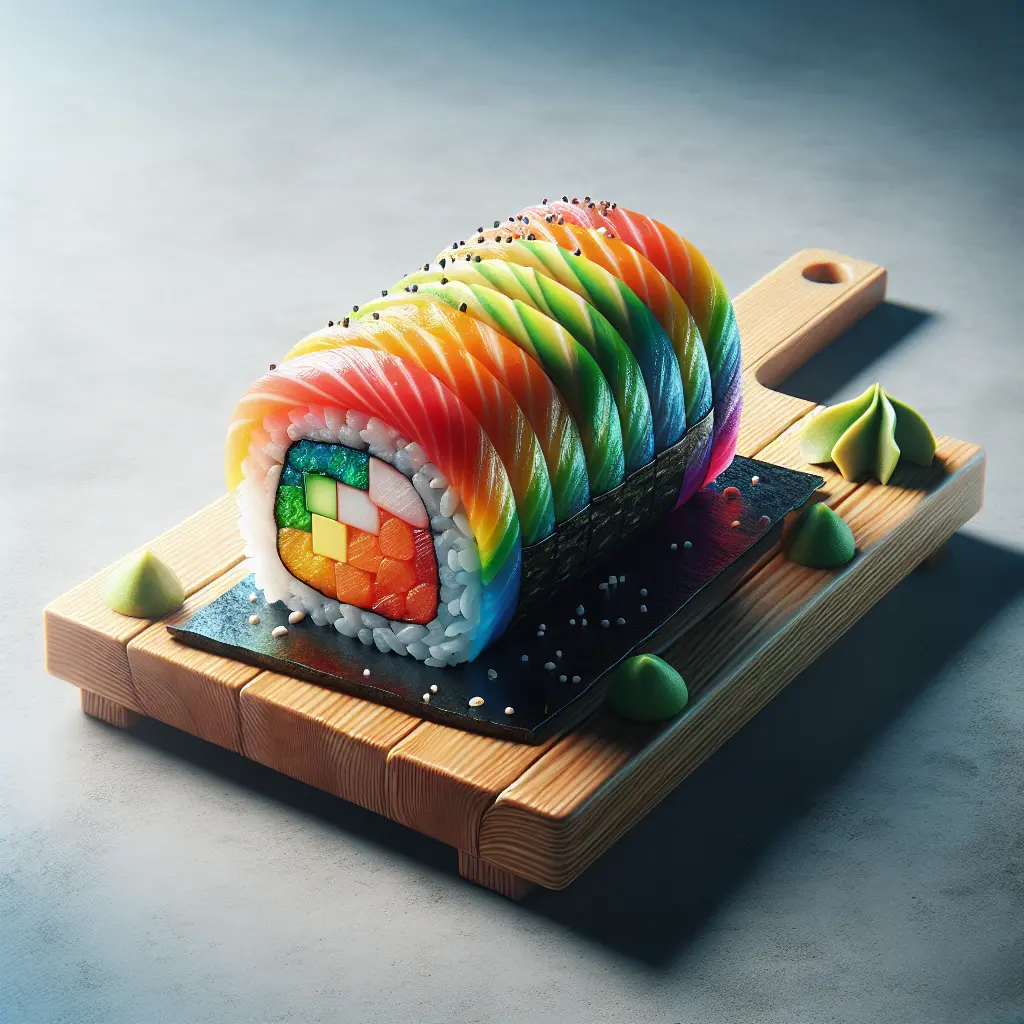 Indulge in the Vibrant Delights of a Rainbow Roll: A Culinary Masterpiece